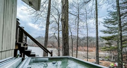Two lakefront cabins next door