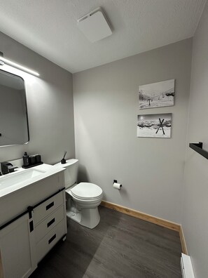 Shower, hair dryer, towels, soap - Cozy 2-bedroom condo with WiFi, AC in enchanting Hidden Valley (Somerset)