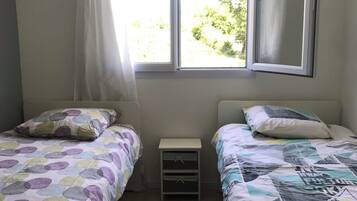 2 bedrooms, iron/ironing board, travel crib, bed sheets