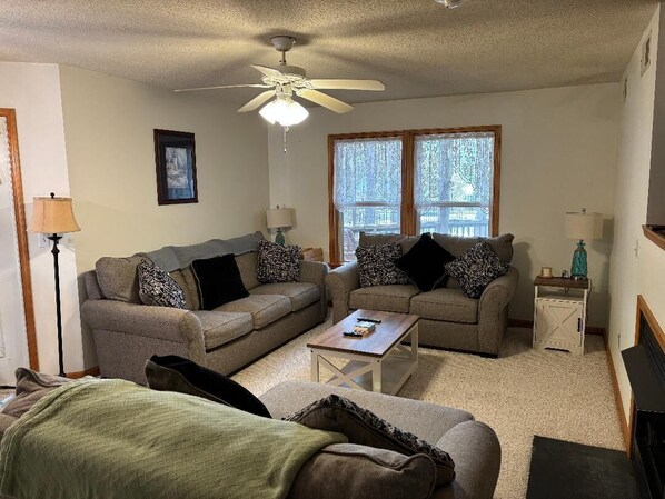 Smart TV, DVD player, books, video library