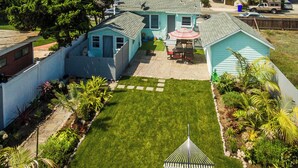 Bungalow, patio, vue océan