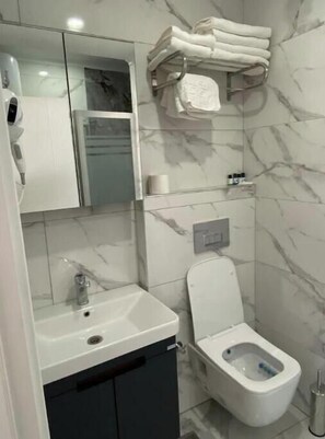 Serviettes fournies, savon, papier toilette