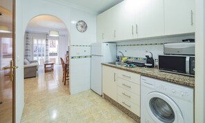 Fridge, microwave, dishwasher, electric kettle