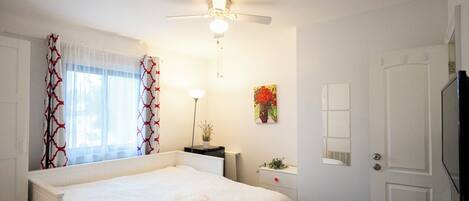 Desk, iron/ironing board, travel cot, free WiFi