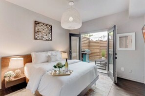 1 bedroom, desk, iron/ironing board, travel cot