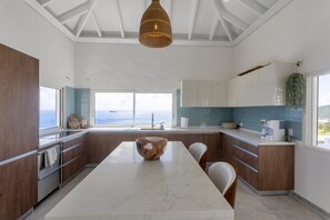 Fridge, microwave, oven, stovetop - Villa Sophia: Oceanfront w/ Generator & Pool (Upper Princes Quarter)