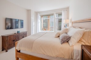 1 bedroom, desk, iron/ironing board, travel cot