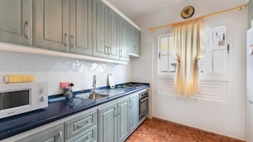 Frigorífico, microondas, horno y placa de cocina