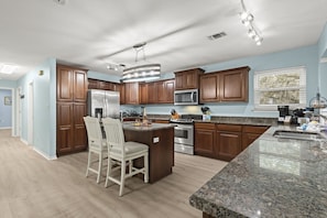 Fridge, microwave, oven, stovetop - Spacious 4BD Waterfront Home for Fishing, Boating, & Kayaking (Gulf Shores)