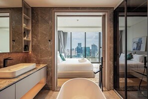 Luxury Apartment, 1 Bedroom, Balcony, City View | 2 bedrooms, free minibar items, individually furnished, desk