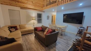 TV connectée, cheminée, jeux vidéo, lecteur de DVD