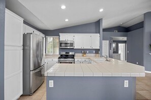 Fridge, microwave, dishwasher