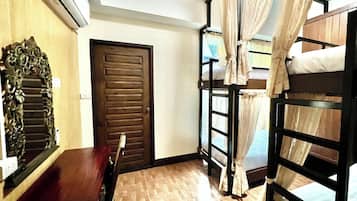 Desk, free WiFi, bed sheets