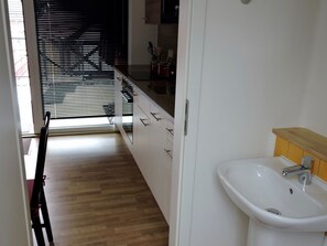 Fridge, microwave, stovetop, electric kettle