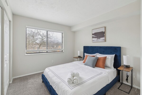 Desk, iron/ironing board, travel crib, free WiFi