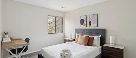 Desk, iron/ironing board, travel crib, free WiFi