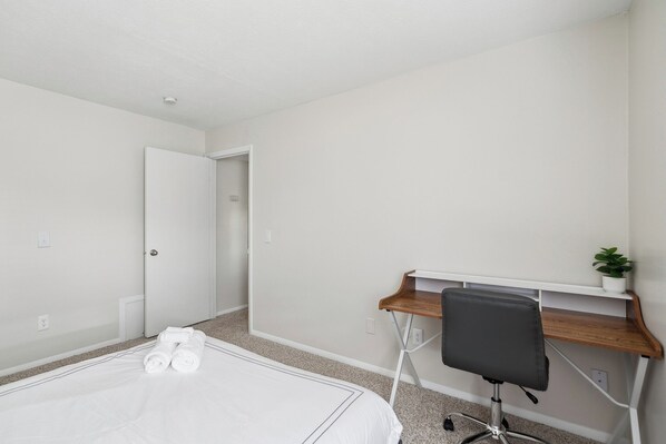 Desk, iron/ironing board, travel cot, free WiFi