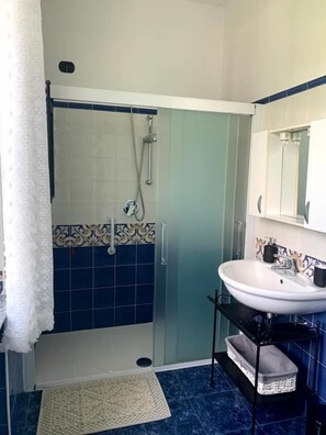 Shower, hair dryer, bidet, towels - "Loft" apartment in Villa Vittorio Veneto (Lombardia)