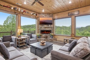 Cabin, 6 Bedrooms | Living area - Grand Splash Lodge 6 Bedroom Cabin (Sevierville)
