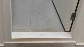 Shower, towels, soap, shampoo