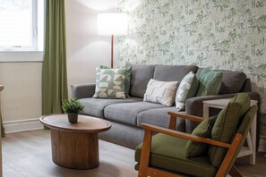 Smart TV, chimenea y libros 