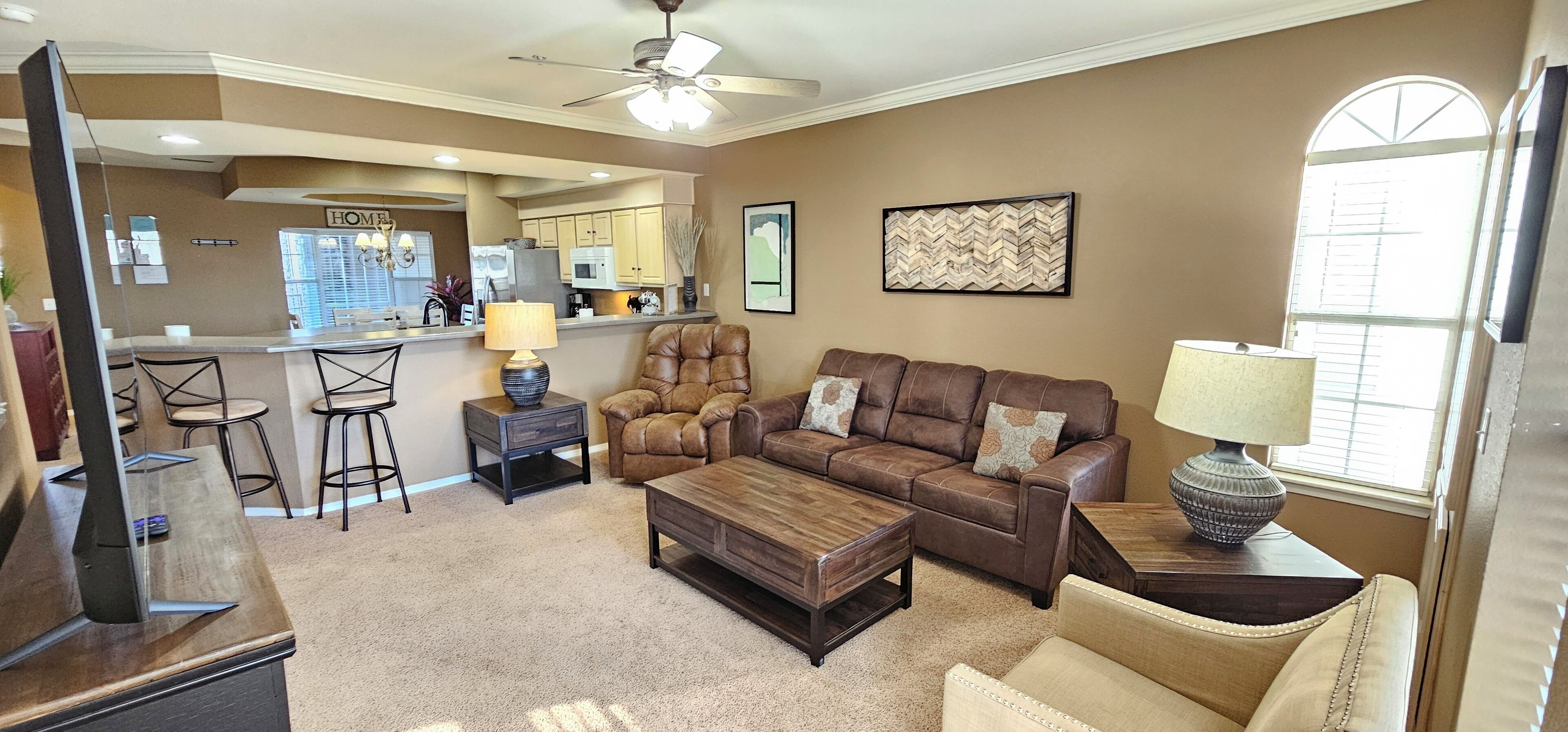 Smart TV, DVD player, books, video library