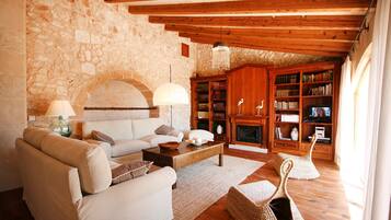 Tv, eldstad och dvd-spelare