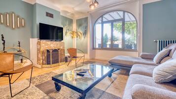 TV, fireplace, video games, DVD player