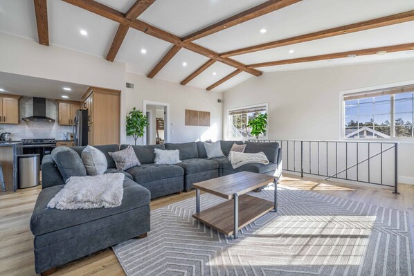 Smart TV, fireplace, table football