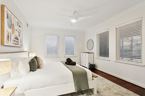 4 bedrooms, desk, iron/ironing board, travel cot