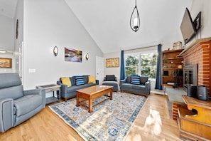 Smart TV, fireplace, video games, table football