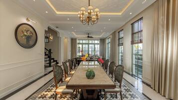 Family Villa, 3 Bedrooms, Pool View | Private kitchen | Fridge, stovetop, dining tables