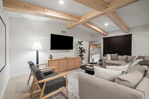 TV, fireplace, offices