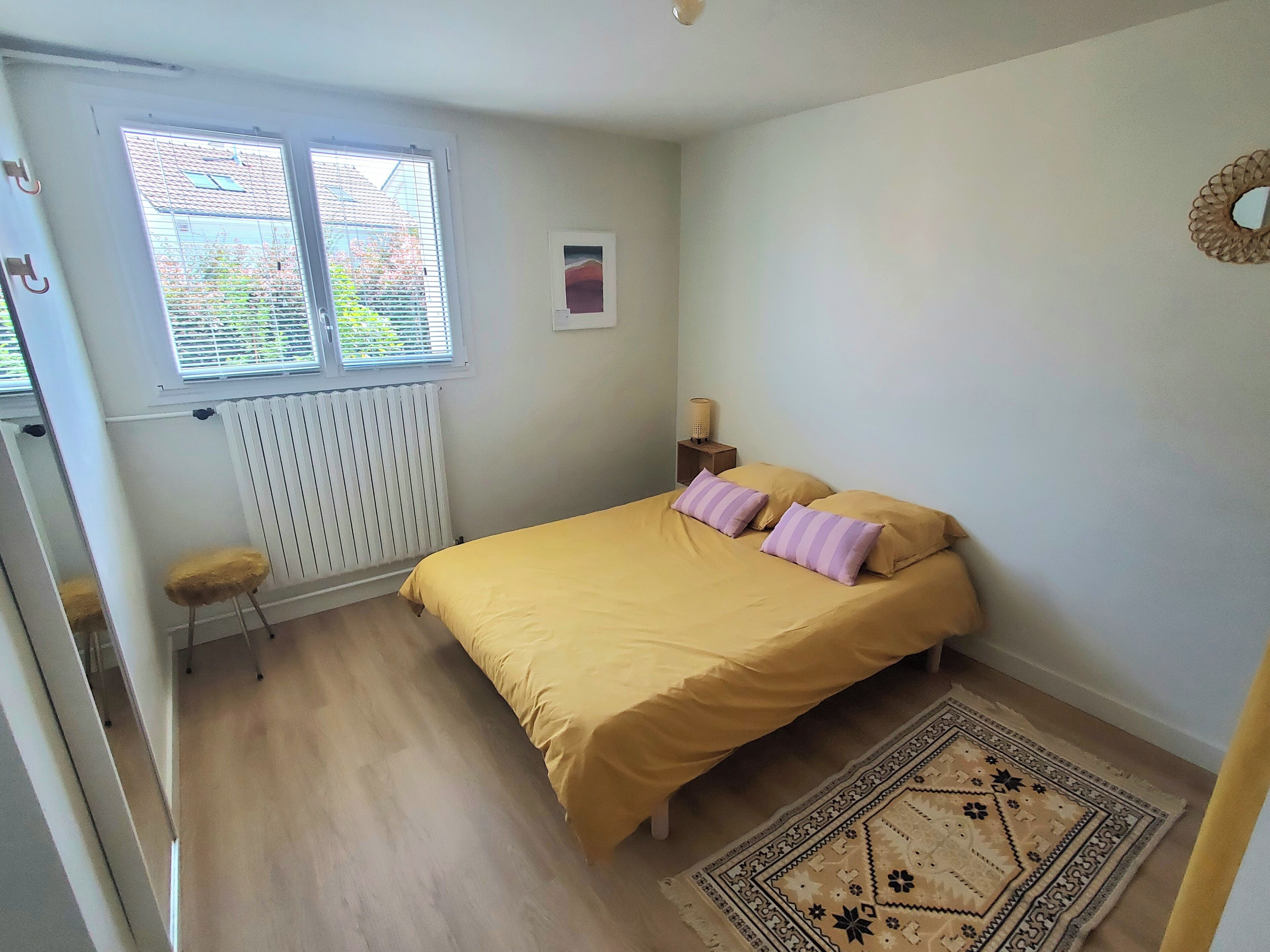 1 bedroom, desk, iron/ironing board, travel crib