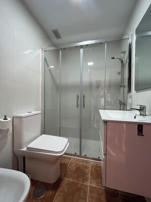 Dusche, Haartrockner, Bidet, Handtücher