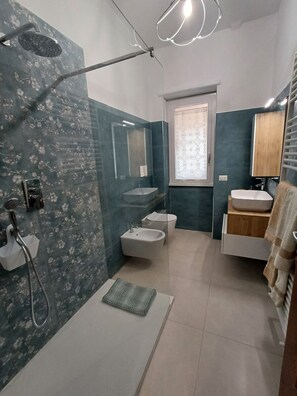 Dusche, Haartrockner, Bidet, Handtücher