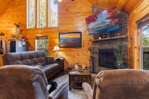 TV connectée, cheminée, jeux vidéo, livres