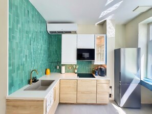 Private kitchen - Historic 2-bedroom-2 bath apartment with AC, laundry, WiFi in Old San Juan (San Juan)