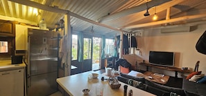 Deluxe Cottage, Patio | Private kitchen | Full-size fridge, stovetop, dishwasher, rice cooker