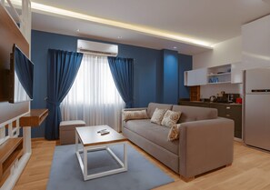 TV - Comfortable 1BR Apartment near Cairo Airport with 2 Balconies (South Acadmey , New Cairo)