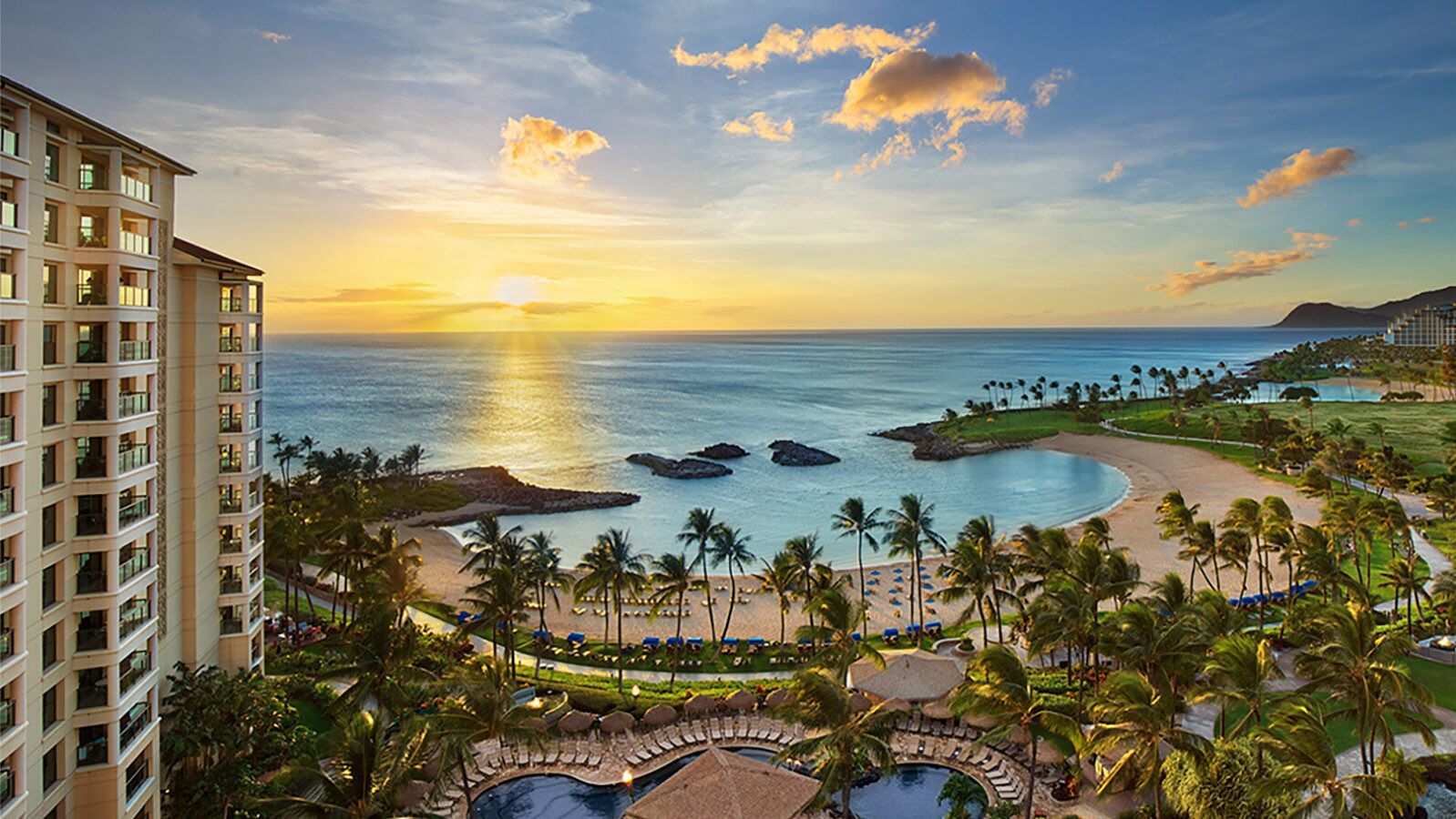 On the beach, sun loungers, beach towels