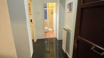 Haartrockner, Bidet, Handtücher, Toilettenpapier