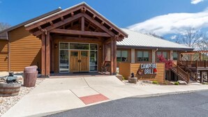 A wooden building with a sign reading "Campfire Grill". - Regal Vistas 2 BR 2 BA House at Massanutten Resort (Massanutten)