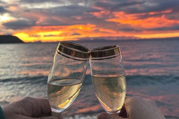 Champagne at sunset