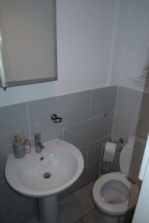 Dusche, Handtücher, Seife, Toilettenpapier