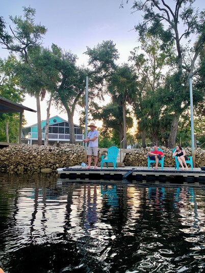 3-bedroom Riverfront home with private boat dock and view of Steinhatchee River.