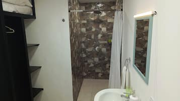 Deluxe Double Room, Balcony, City View | Bathroom | Shower, hair dryer, towels, soap