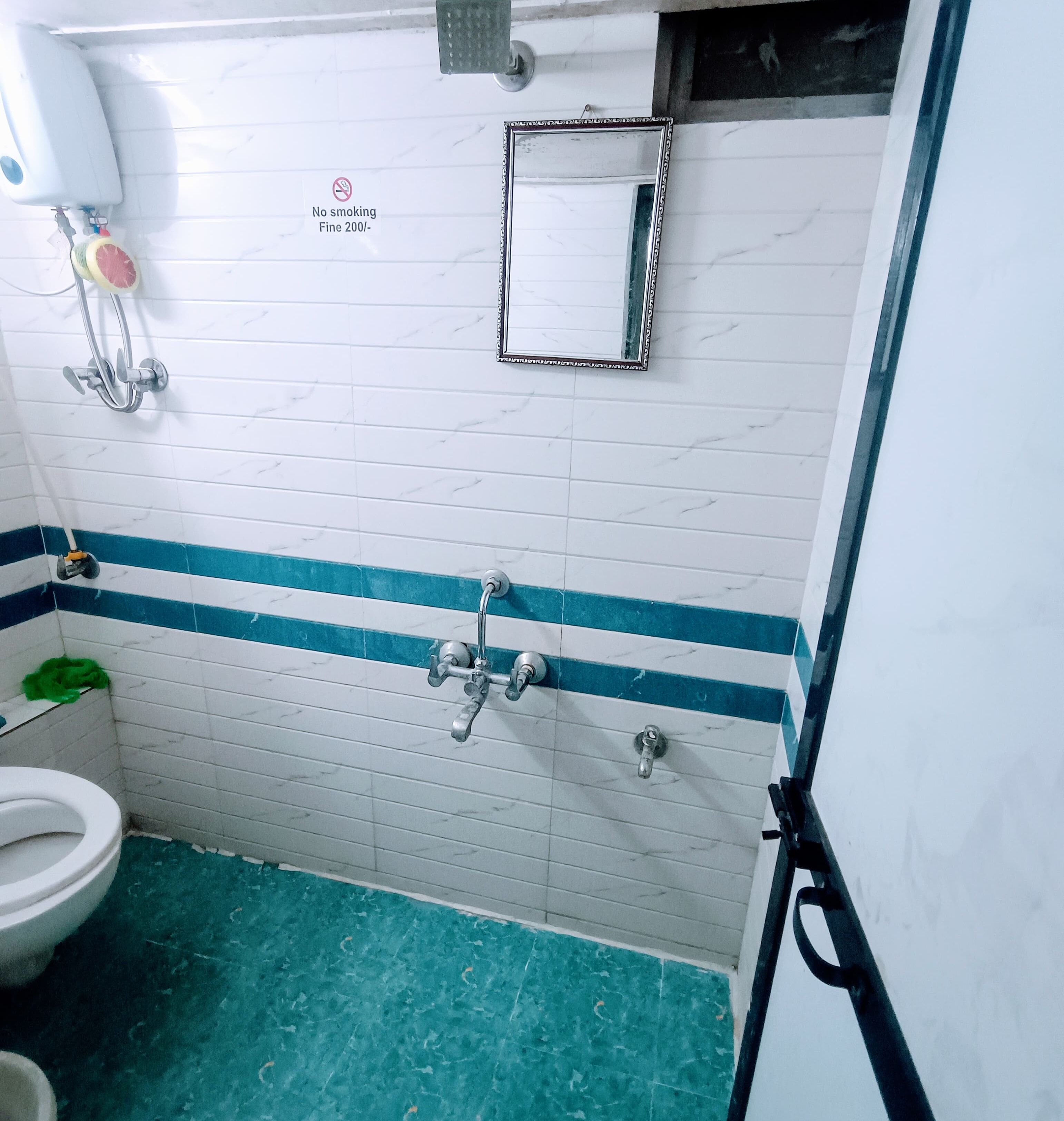 Shower, slippers, towels