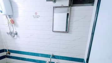 Shower, slippers, towels