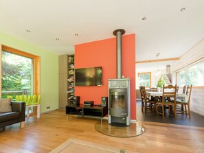 Televisión y chimenea 